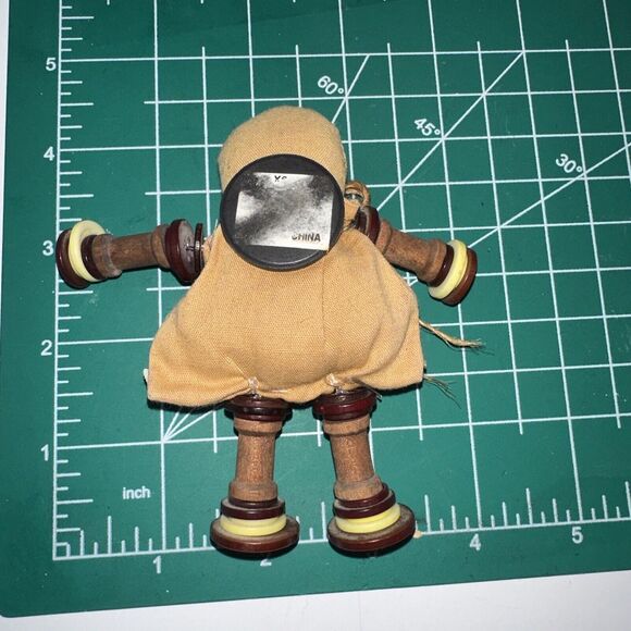 Vintage Stuffed Fabric Girl Decor Magnet Made With Buttons Heart 4 Inches Tall - Picture 5 of 5